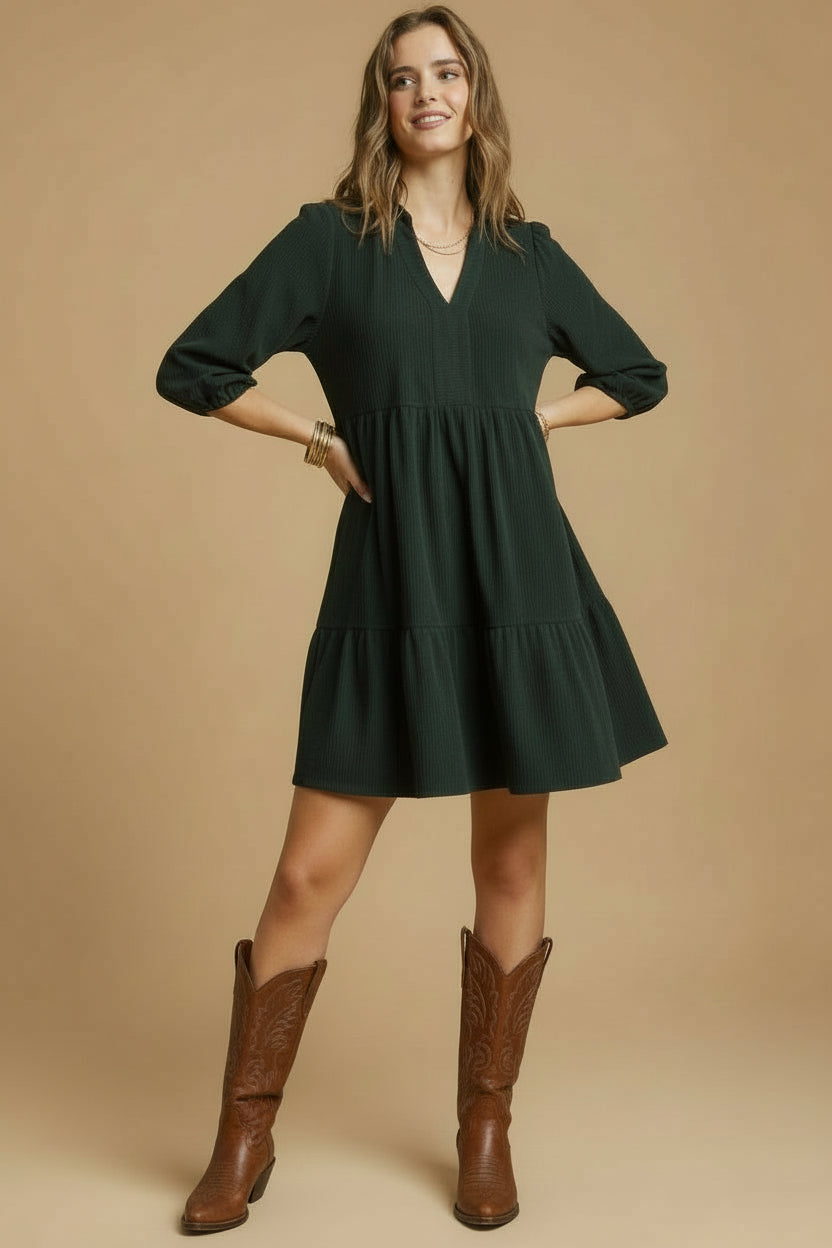 Tiered Corduroy Dress