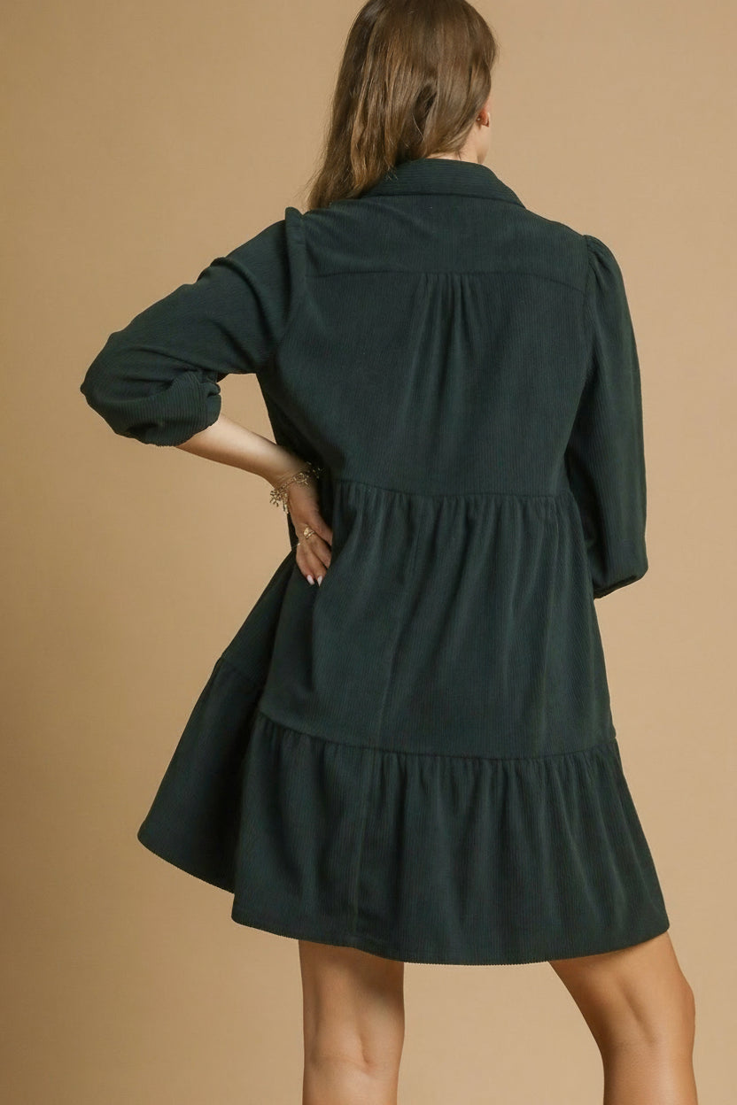 green emerald velvet dress Velvet by Graham & Spencer | Elke Corduroy Dress | Xs