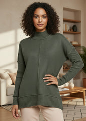 Moss Green Cozy Crew Neck Sweater