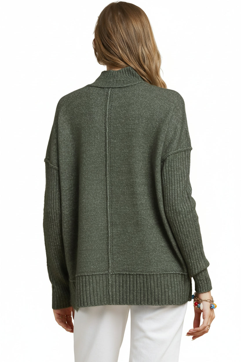 Moss Green Cozy Crew Neck Sweater
