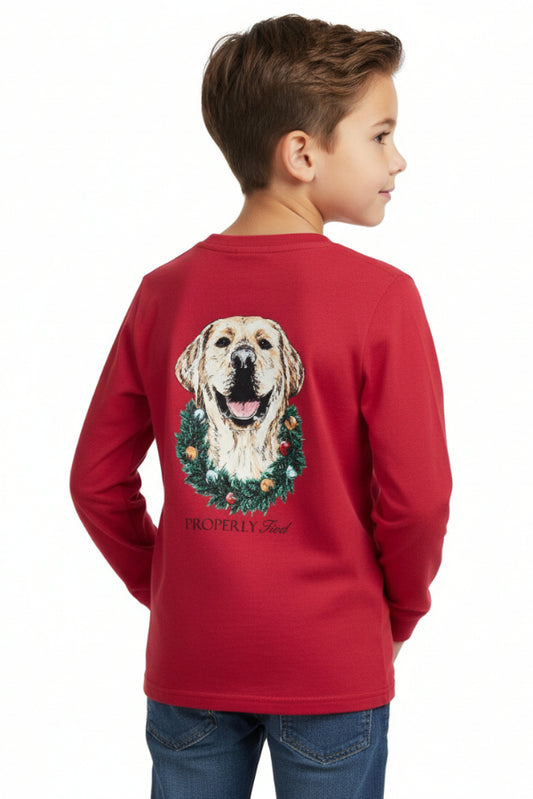 Boys Deck The Paws LS Cabernet