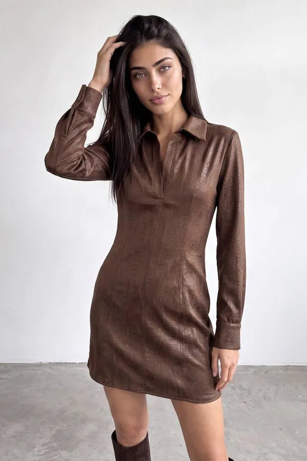 Leather Look Silk Mini Dress