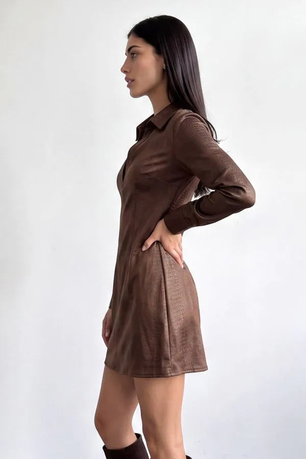 Leather Look Silk Mini Dress