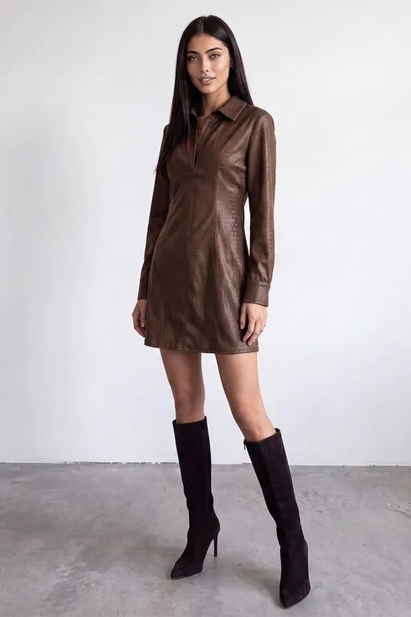 Leather Look Silk Mini Dress