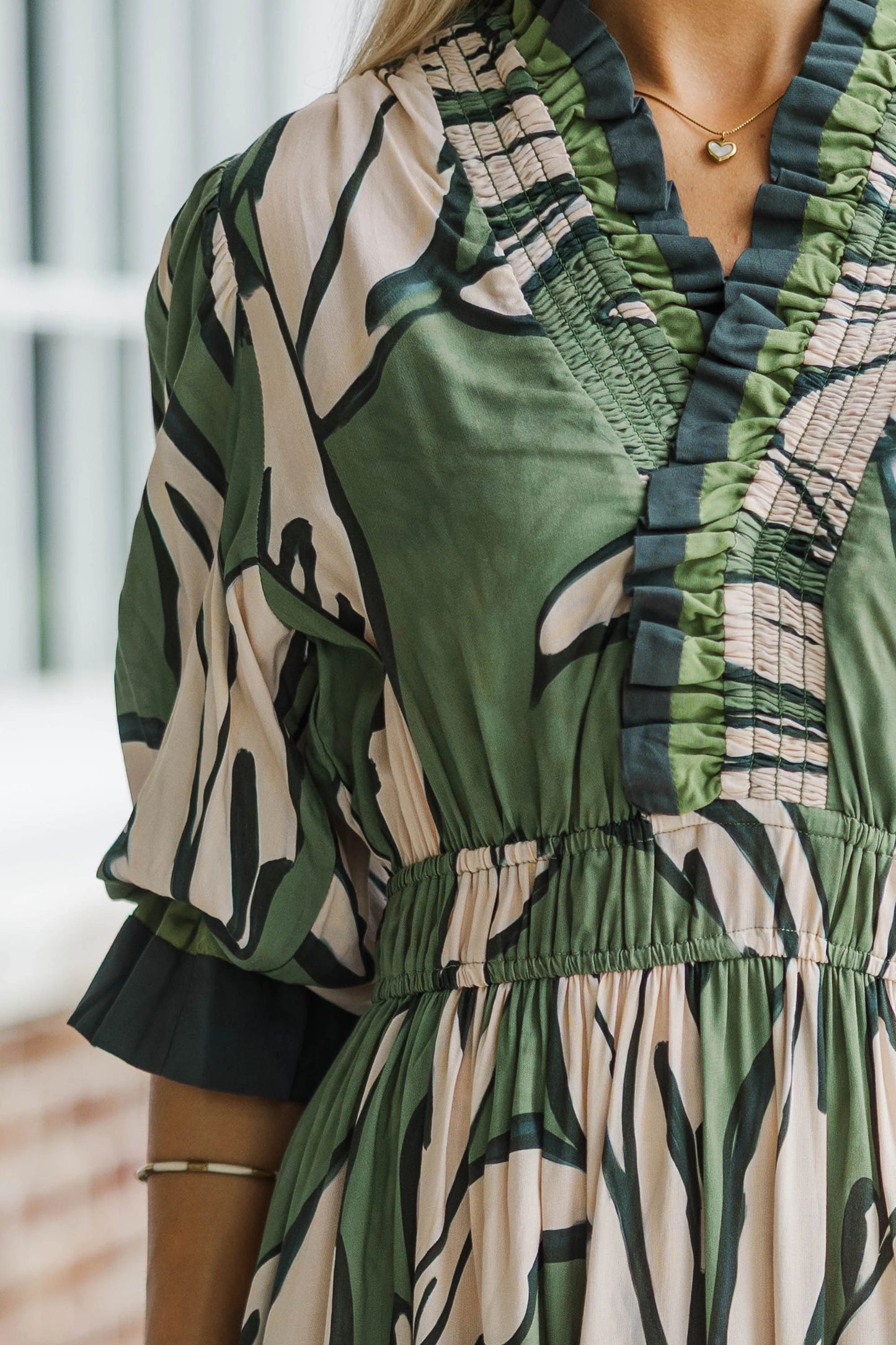 Leafy Print Midi Dress