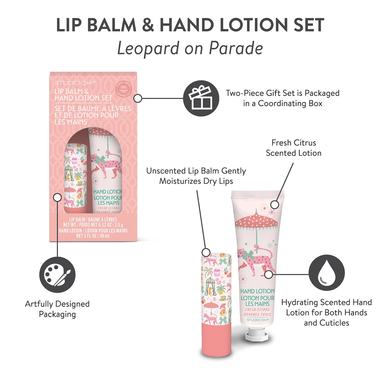 Leopard On Parade Lip Balm & Hand Lotion Set
