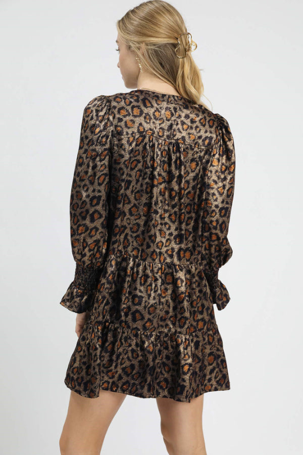 Metallic Leopard Mini Dress