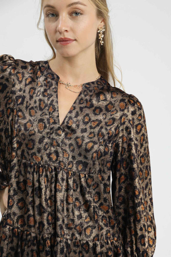 Metallic Leopard Mini Dress Small Metallic Leopard Mini Dress Small