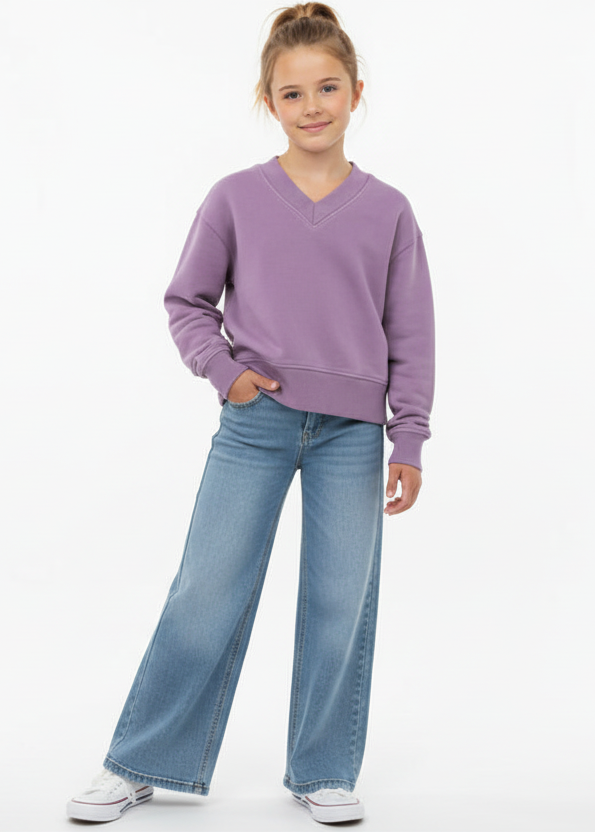 Girls Love Daisy V Neck Sweatshirt