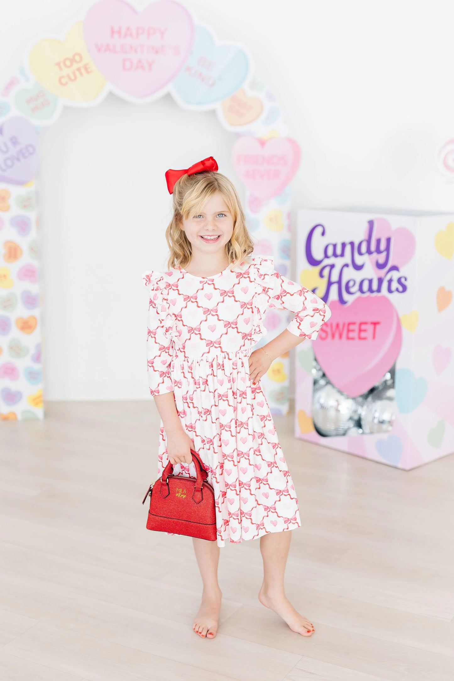 Girls Lovebug 3/4 Sleeve Ruffle Twirl Dress