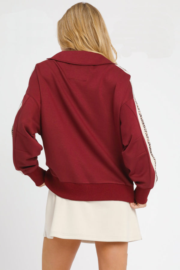 Luxeknit Sweatshirt with Leopard Accent Sleeves