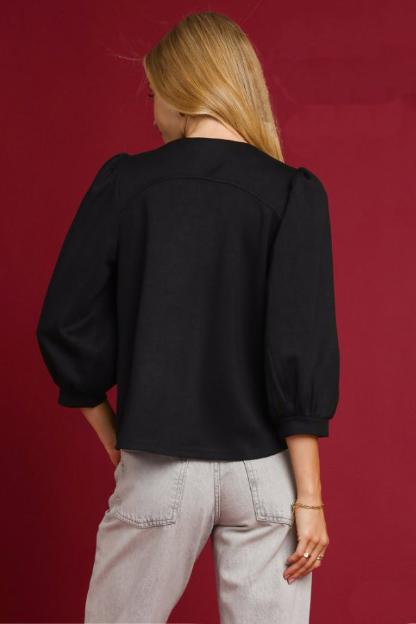 Luxeknit Ruffle Neck Top