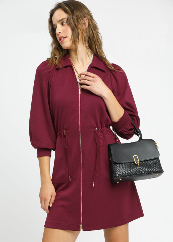 Luxe knit Zip-Up Mini Dress