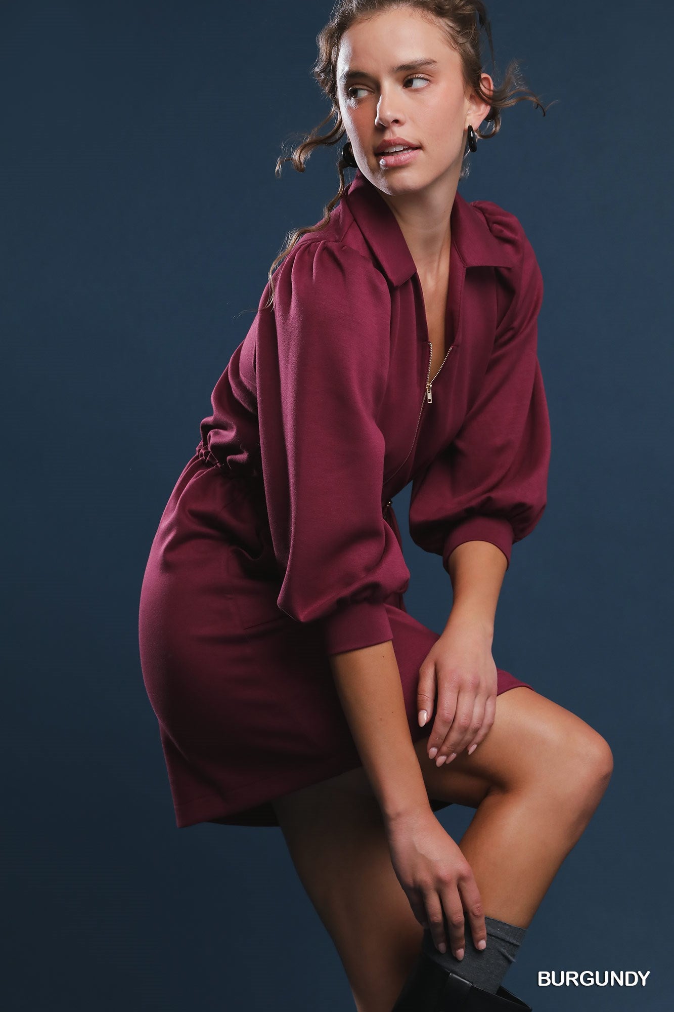 Luxe knit Zip-Up Mini Dress