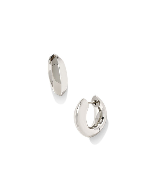 Mikki Metal Huggie Earrings Silver