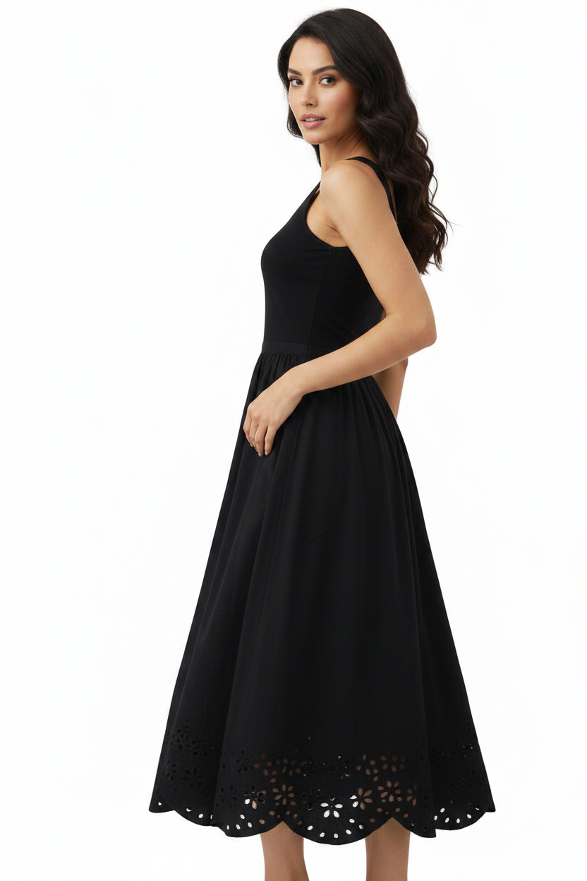 Maja Eyelet Hem Midi Dress