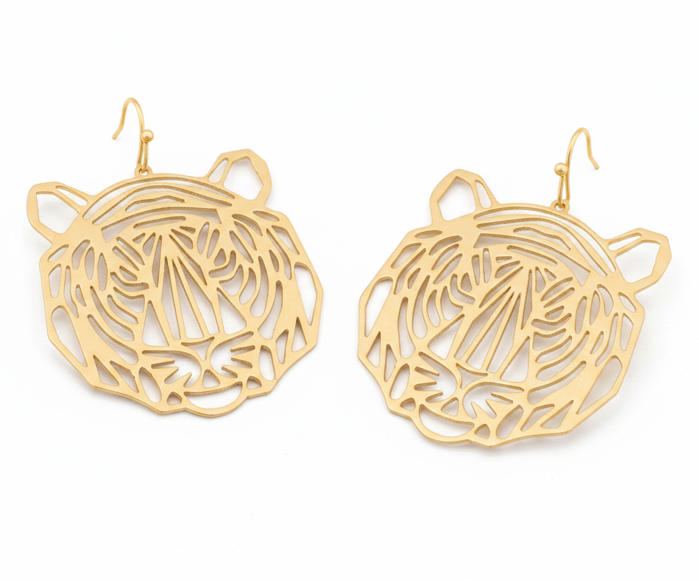 Tiger Face Filigree Earrings
