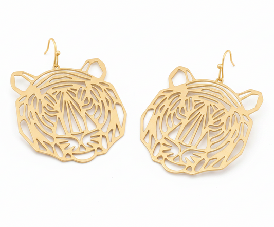 Tiger Face Filigree Earrings