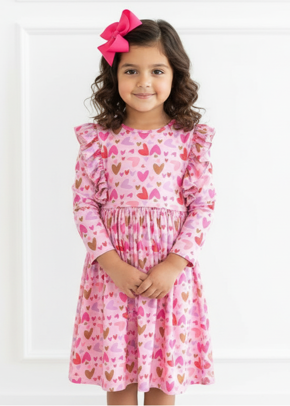 Girls Melt My Heart Ruffle Twirl Dress