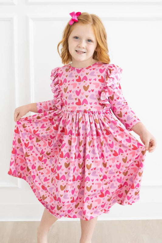 Girls Melt My Heart Ruffle Twirl Dress