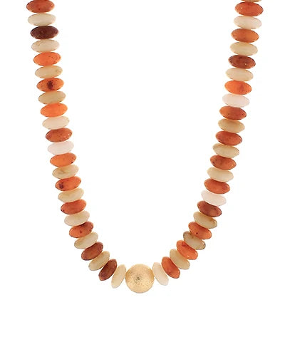 Metal Ball & Rondelle Beads Necklace Beige