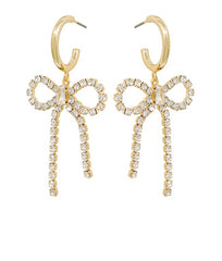 Crystal Bow Earrings Metal Hoop & Crystal Bow Drop Earrings