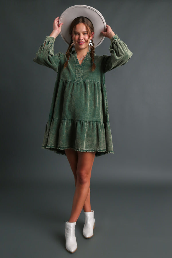 Mineral Wash Corduroy Dress