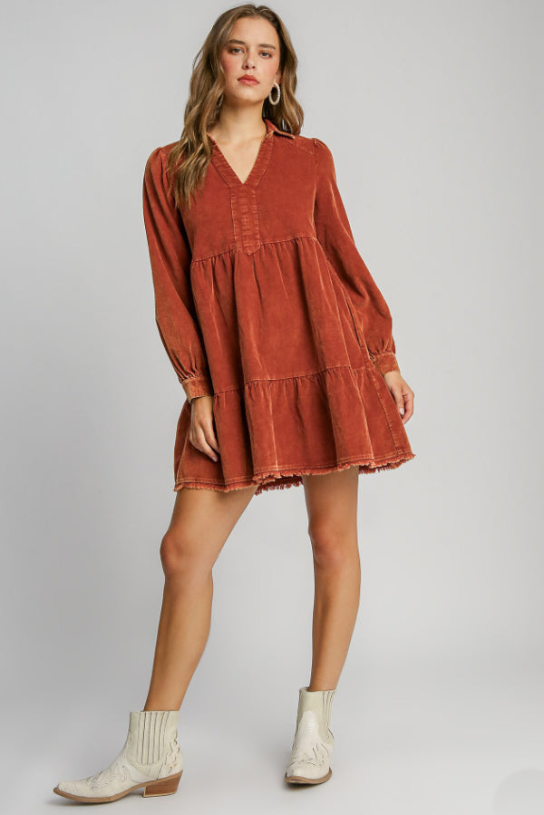 Mineral Wash Corduroy Dress