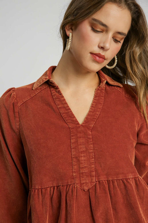 Mineral Wash Corduroy Dress