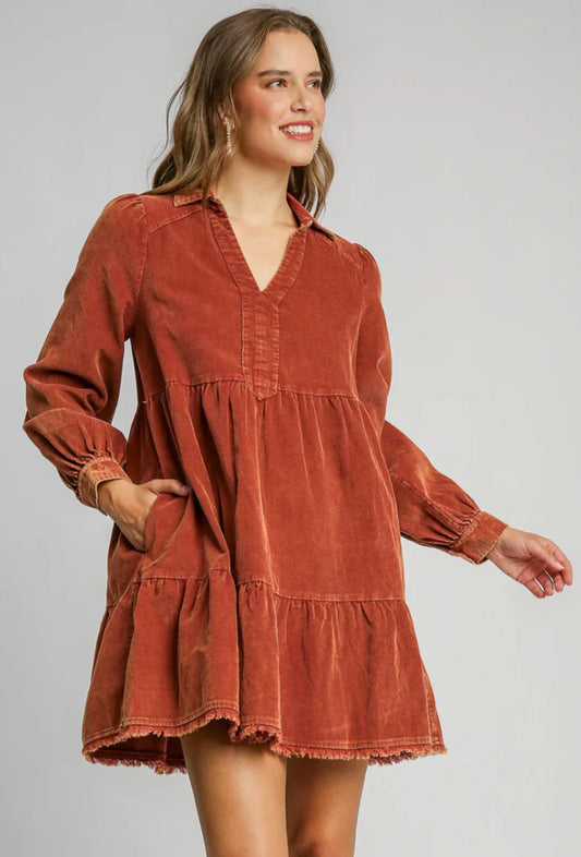 Mineral Wash Corduroy Dress