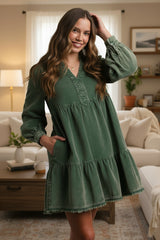 Mineral Wash Corduroy Dress