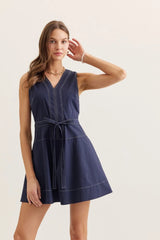 Mini Contrast Topstitch Dress