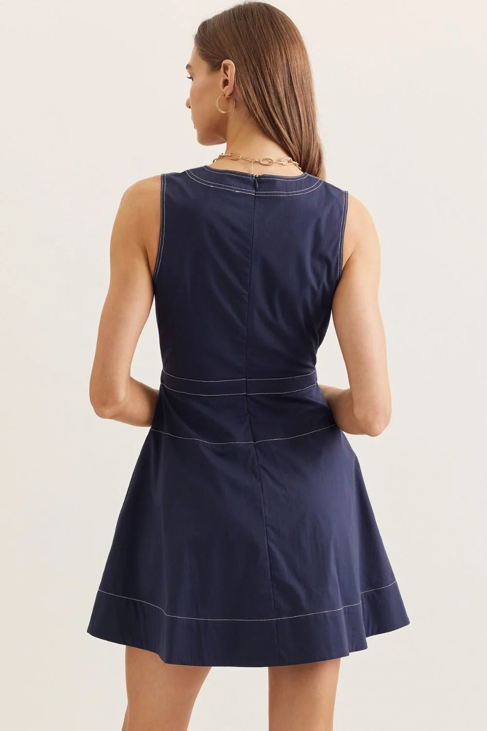 Mini Contrast Topstitch Dress