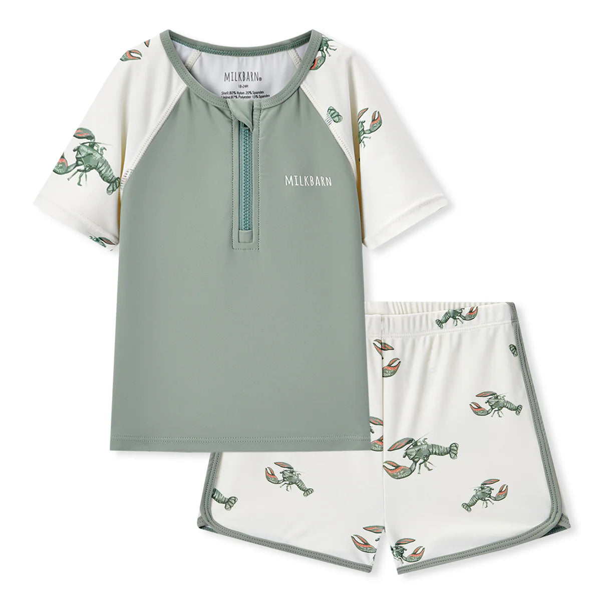 Lobster Zipper Top & Swim Trunks
