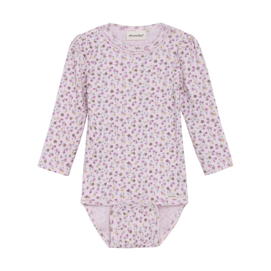 Girls LS Flower Print Bodysuit