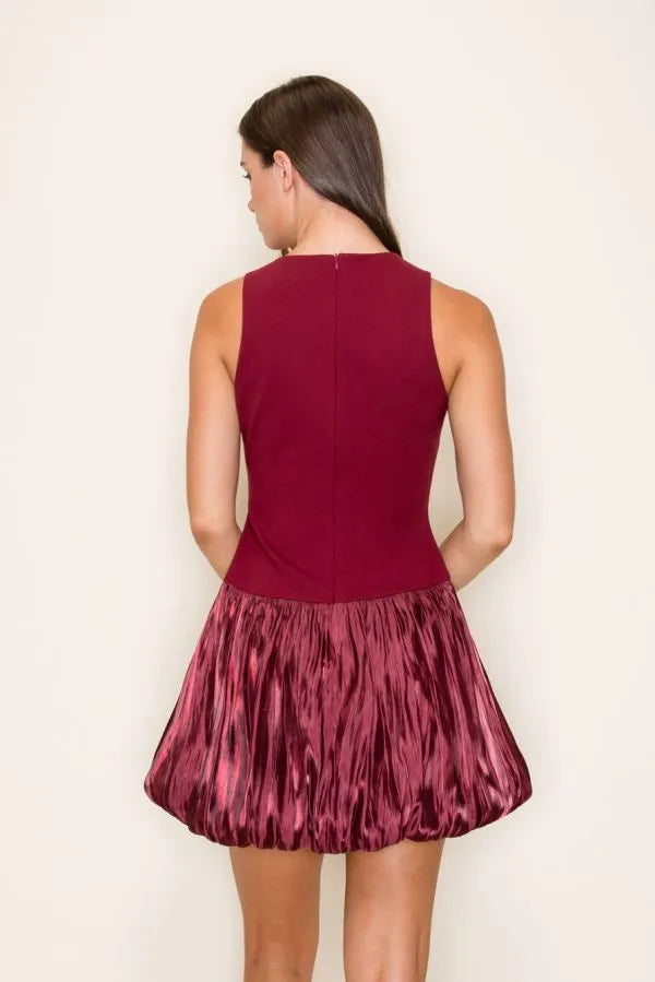 Mixed Media Bubble Hem Dress