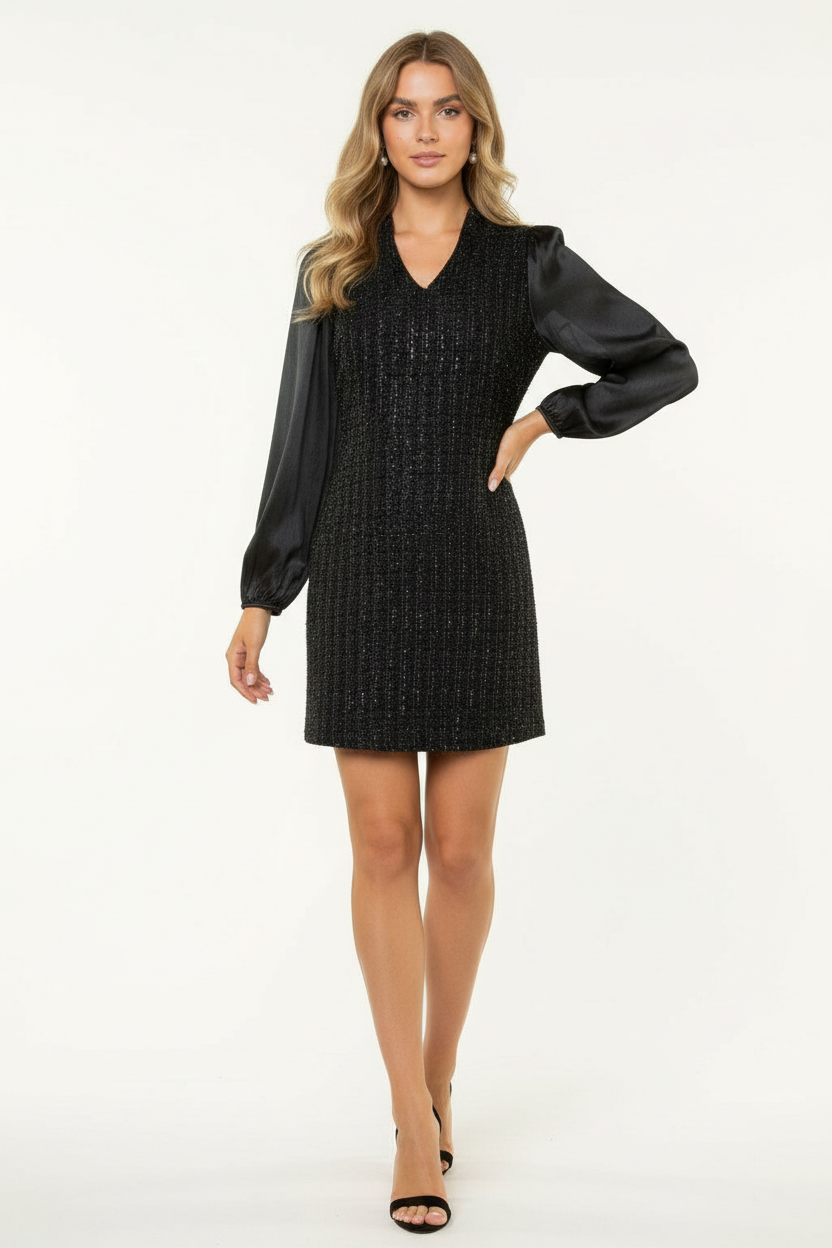 Mixed Media Tweed Dress
