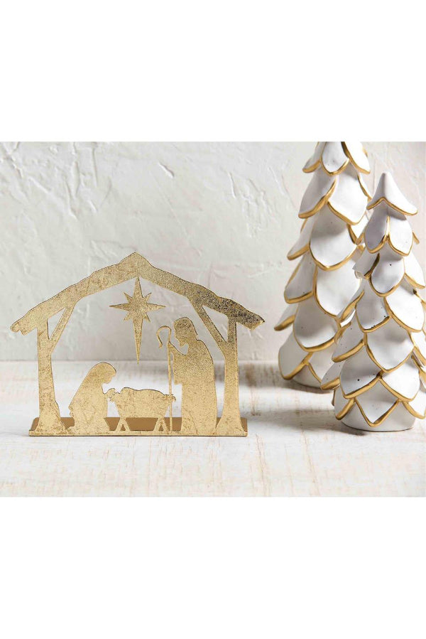 Gold Tin Nativity Display