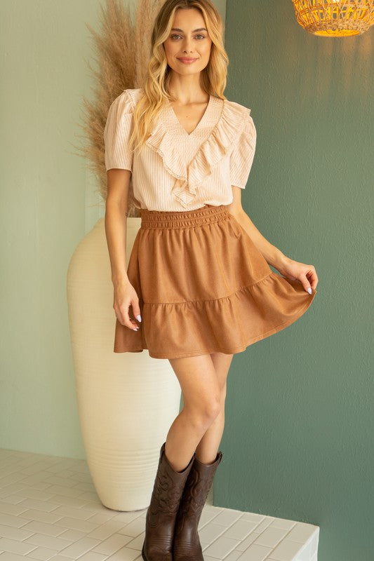 Elastic Suede Leather Skirt