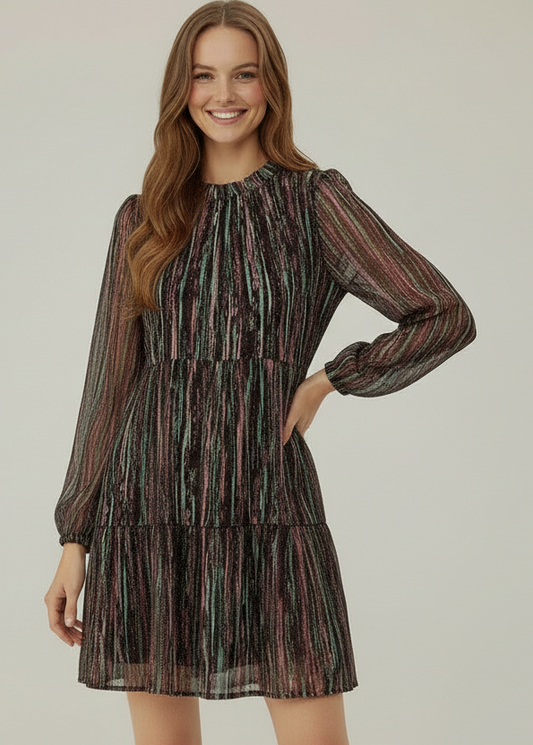 Multicolor Chiffon Tiered Dress