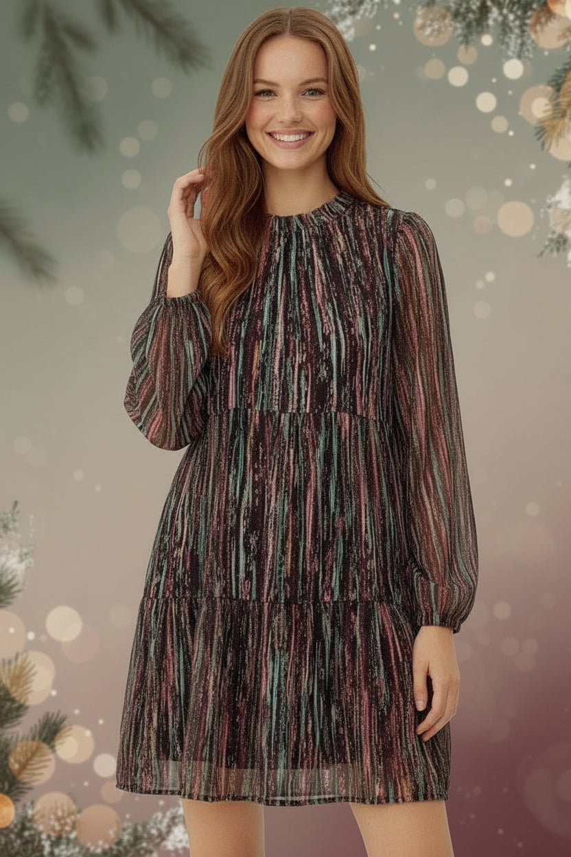 Multicolor Chiffon Tiered Dress