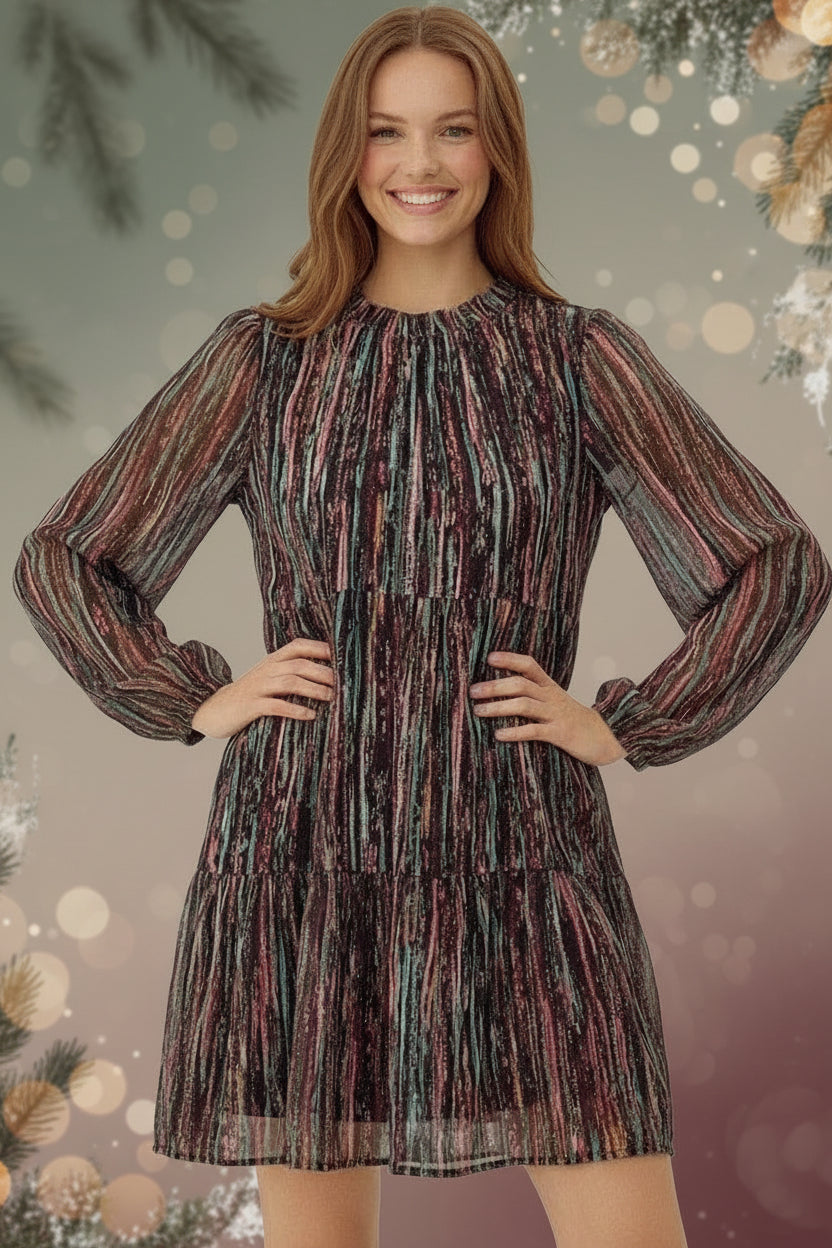 Multicolor Chiffon Tiered Dress