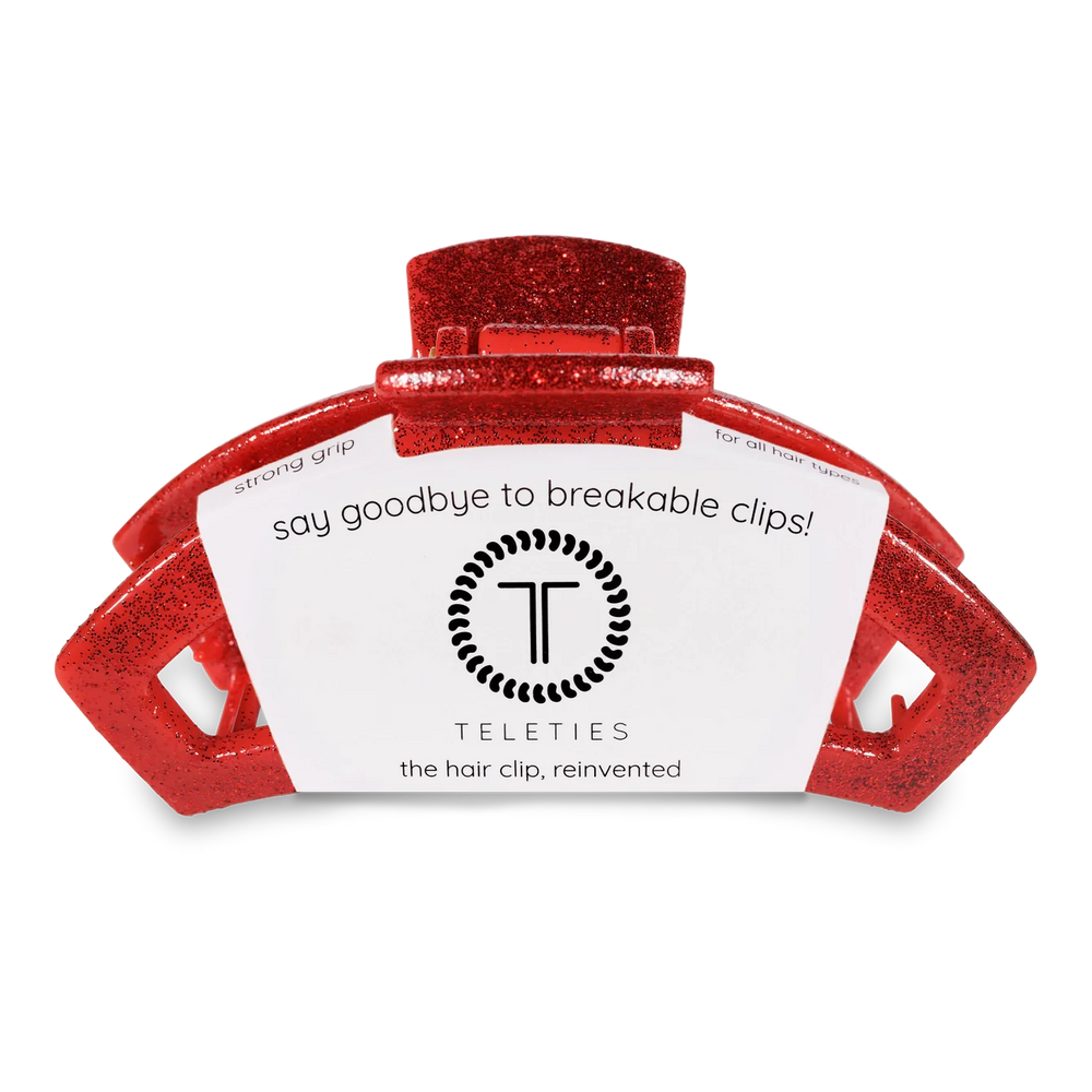 Open Red Glitter Hair Clip