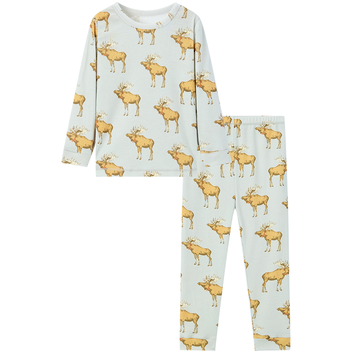 Organic Cotton Ls Two Piece Pajama Set Moose