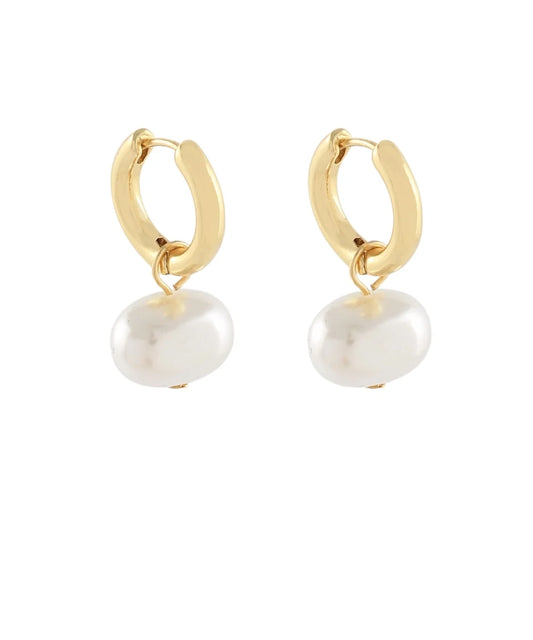 Oval Pearl Dangle Earrings