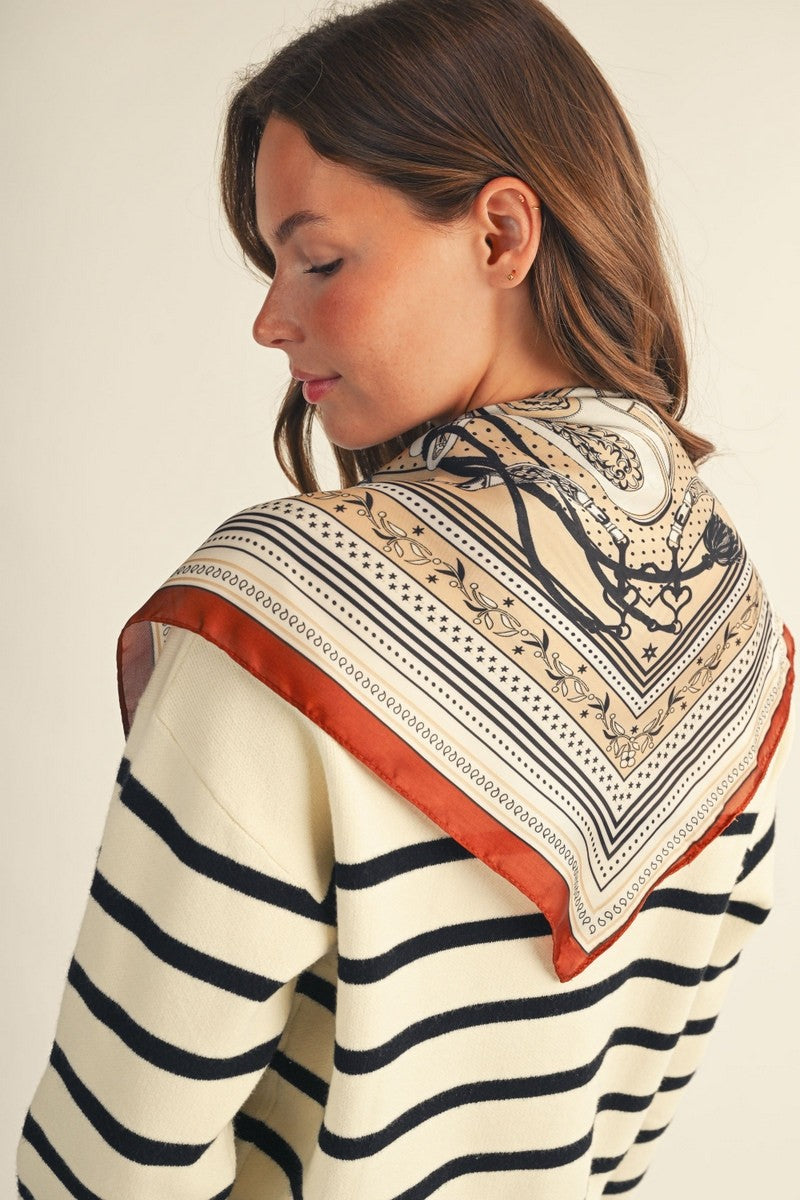 Paisley & Chain Print Silk Scarf