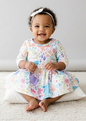 Pastel Floral Bunnies Twirl Bodysuit