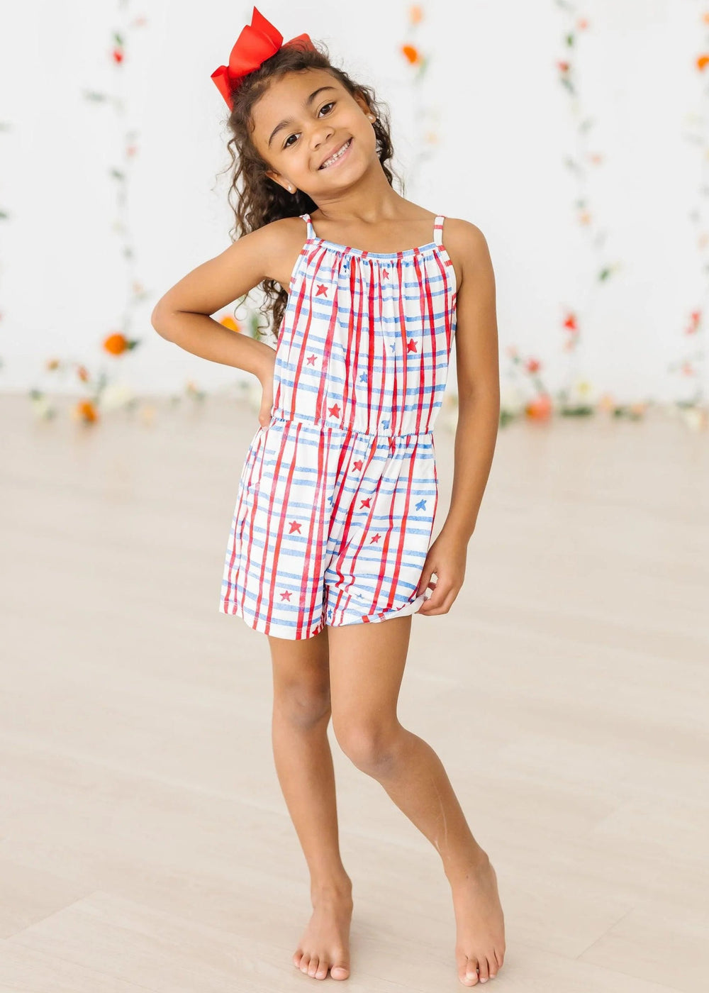 Patriotic Plaid Strappy Play Romper