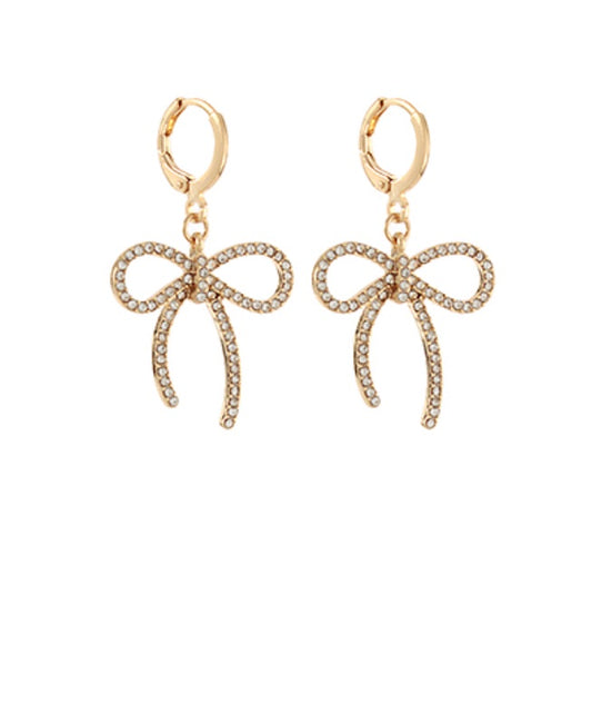 Pave Bow Huggie Earrings