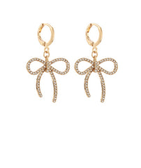 Pave Bow Huggie Earrings